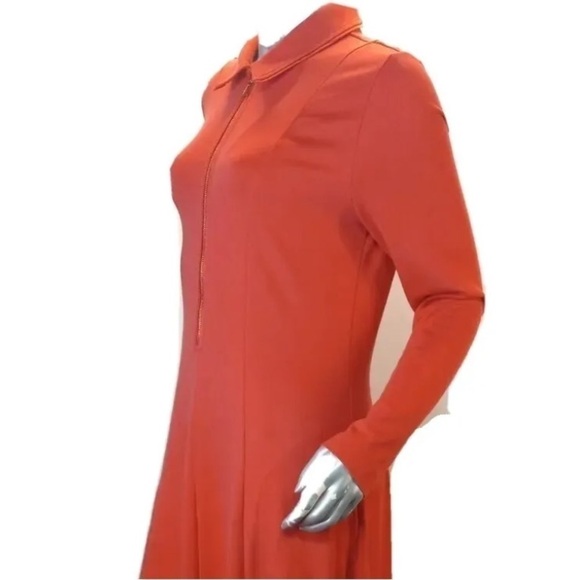 Tailored Maxi Dress in Gorgeous Orange Long Sleeves + Pockets Fit + Flare EUC - Picture 2 of 12